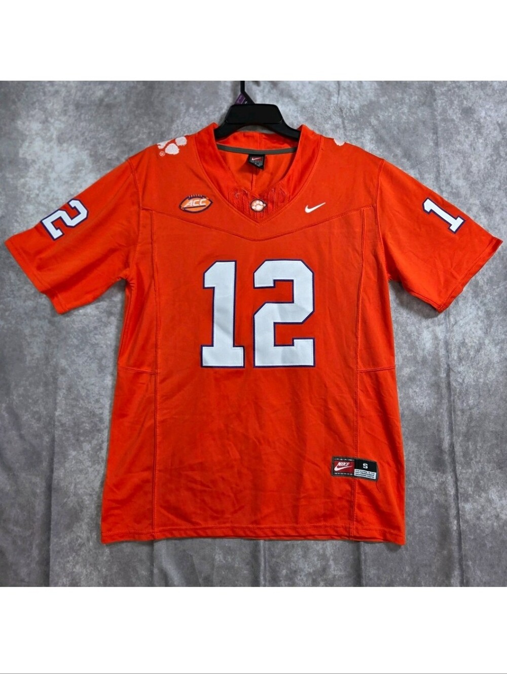 Vintage Nike Team Clemson Tigers Football Jersey Sz S Orange Custom Wesco Jr Y2K
